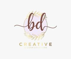 eerste bd vrouwelijk logo. bruikbaar voor natuur, salon, spa, kunstmatig en schoonheid logo's. vlak vector logo ontwerp sjabloon element.