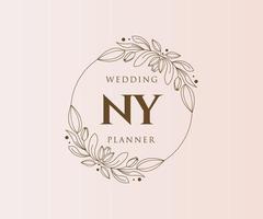 ny initialen brief bruiloft monogram logos verzameling, hand- getrokken modern minimalistisch en bloemen Sjablonen voor uitnodiging kaarten, opslaan de datum, elegant identiteit voor restaurant, boetiek, cafe in vector