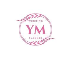 ym initialen brief bruiloft monogram logos verzameling, hand- getrokken modern minimalistisch en bloemen Sjablonen voor uitnodiging kaarten, opslaan de datum, elegant identiteit voor restaurant, boetiek, cafe in vector