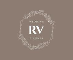 rv initialen brief bruiloft monogram logos verzameling, hand- getrokken modern minimalistisch en bloemen Sjablonen voor uitnodiging kaarten, opslaan de datum, elegant identiteit voor restaurant, boetiek, cafe in vector