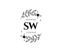 sw initialen brief bruiloft monogram logos verzameling, hand- getrokken modern minimalistisch en bloemen Sjablonen voor uitnodiging kaarten, opslaan de datum, elegant identiteit voor restaurant, boetiek, cafe in vector