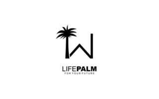 w logo palm voor identiteit. boom sjabloon vector illustratie voor uw merk.