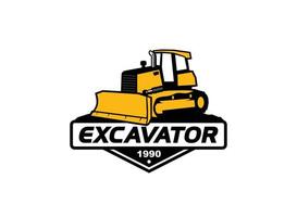 bulldozer logo vector voor bouw bedrijf. zwaar uitrusting sjabloon vector illustratie voor uw merk.