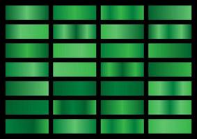 vector reeks van groen metalen hellingen. stalen verzameling. glimmend helling reeks Aan zwart achtergrond. metaal structuur
