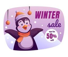 winter uitverkoop achtergrond met pinguïn vector