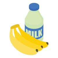 smoothie ingrediënt icoon isometrische vector. vers fles melk en banaan bundel vector