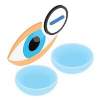 visie zorg icoon isometrische vector. Open menselijk oog contact lenzen en min teken vector