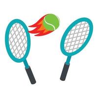 tennis symbool icoon isometrische vector. tennis racket en vliegend bal vector