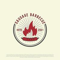 wijnoogst steak worst barbecue logo ontwerp illustratie vector
