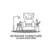 lijn kunst interieur meubilair logo ontwerp vector, kan worden gebruikt net zo tekens, merk identiteit, bedrijf logo, pictogrammen, of anderen. vector