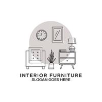 schets interieur meubilair logo ontwerp vector, kan worden gebruikt net zo tekens, merk identiteit, bedrijf logo, pictogrammen, of anderen. vector