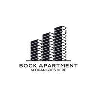 boek appartement logo ontwerp, monogram gebouw vector, kan worden gebruikt net zo symbolen, merk identiteit, bedrijf logo, pictogrammen, of anderen. vector