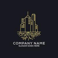 gouden appartement logo ontwerp, overzicht gebouw logo met goud kleur, kan worden gebruikt net zo symbolen, merk identiteit, bedrijf logo, pictogrammen, of anderen. vector