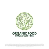 biologisch voedsel en landbouw logo ontwerp - groen en veganistisch voedsel sjabloon vector