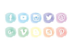 Vector Watercolour Social Media Pictogrammen