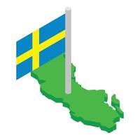 Zweden kaart icoon, isometrische stijl vector