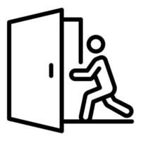 Mens vind evacuatie deur icoon, schets stijl vector