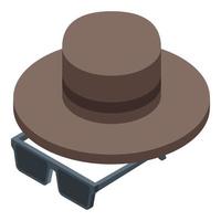 recruiter bril en hoed icoon, isometrische stijl vector