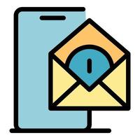 smartphone mail afgelegen toegang icoon kleur schets vector