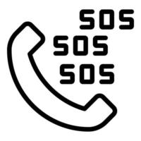 Sos telefoontje veiligheid icoon schets vector. telefoon klok vector