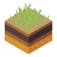 gras en grond icoon, isometrische stijl vector