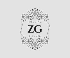 zg initialen brief bruiloft monogram logos verzameling, hand- getrokken modern minimalistisch en bloemen Sjablonen voor uitnodiging kaarten, opslaan de datum, elegant identiteit voor restaurant, boetiek, cafe in vector