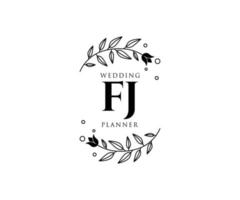 fj initialen brief bruiloft monogram logos verzameling, hand- getrokken modern minimalistisch en bloemen Sjablonen voor uitnodiging kaarten, opslaan de datum, elegant identiteit voor restaurant, boetiek, cafe in vector