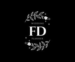 fd initialen brief bruiloft monogram logos verzameling, hand- getrokken modern minimalistisch en bloemen Sjablonen voor uitnodiging kaarten, opslaan de datum, elegant identiteit voor restaurant, boetiek, cafe in vector