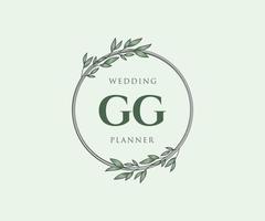 gg initialen brief bruiloft monogram logos verzameling, hand- getrokken modern minimalistisch en bloemen Sjablonen voor uitnodiging kaarten, opslaan de datum, elegant identiteit voor restaurant, boetiek, cafe in vector