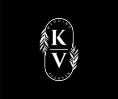 kv initialen brief bruiloft monogram logos verzameling, hand- getrokken modern minimalistisch en bloemen Sjablonen voor uitnodiging kaarten, opslaan de datum, elegant identiteit voor restaurant, boetiek, cafe in vector