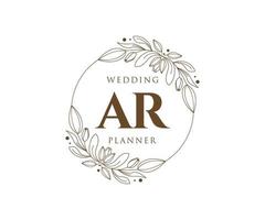 ar initialen brief bruiloft monogram logos verzameling, hand- getrokken modern minimalistisch en bloemen Sjablonen voor uitnodiging kaarten, opslaan de datum, elegant identiteit voor restaurant, boetiek, cafe in vector