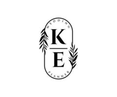 ke initialen brief bruiloft monogram logos verzameling, hand- getrokken modern minimalistisch en bloemen Sjablonen voor uitnodiging kaarten, opslaan de datum, elegant identiteit voor restaurant, boetiek, cafe in vector