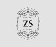 zs initialen brief bruiloft monogram logos verzameling, hand- getrokken modern minimalistisch en bloemen Sjablonen voor uitnodiging kaarten, opslaan de datum, elegant identiteit voor restaurant, boetiek, cafe in vector