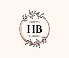 hb initialen brief bruiloft monogram logos verzameling, hand- getrokken modern minimalistisch en bloemen Sjablonen voor uitnodiging kaarten, opslaan de datum, elegant identiteit voor restaurant, boetiek, cafe in vector