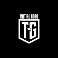 tg eerste gaming logo met schild en ster stijl ontwerp vector