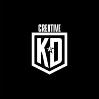 kd eerste gaming logo met schild en ster stijl ontwerp vector