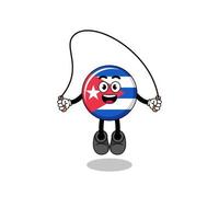 Cuba vlag mascotte tekenfilm is spelen overslaan touw vector