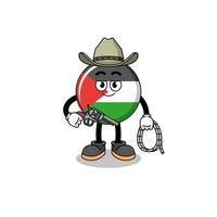 karakter mascotte van Palestina vlag net zo een cowboy vector