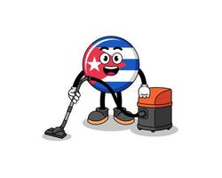 karakter mascotte van Cuba vlag Holding vacuüm schoonmaakster vector