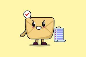 schattig tekenfilm envelop Holding checklist Notitie vector