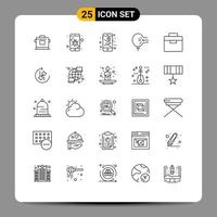 25 gebruiker koppel lijn pak van modern tekens en symbolen van doos Verlichting kaart blazen lucht bewerkbare vector ontwerp elementen