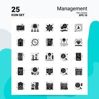 25 beheer icoon reeks 100 bewerkbare eps 10 bestanden bedrijf logo concept ideeën solide glyph icoon ontwerp vector