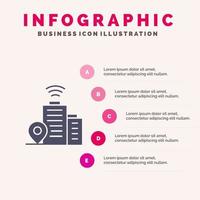 gebouw Wifi plaats solide icoon infographics 5 stappen presentatie achtergrond vector