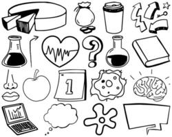 set item en symbool hand getrokken doodle vector