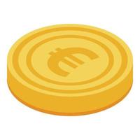 euro goud munt icoon, isometrische stijl vector