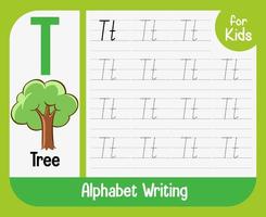 alfabet overtrekken werkblad met letter en woordenschat vector