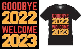 typografie gelukkig nieuw jaar 2023 creatief t-shirt ontwerp vector