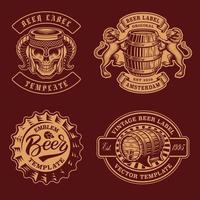 een set zwart-wit vintage bierbadges vector