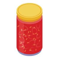 framboos jam pot icoon, isometrische stijl vector