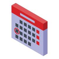 belasting kalender icoon, isometrische stijl vector